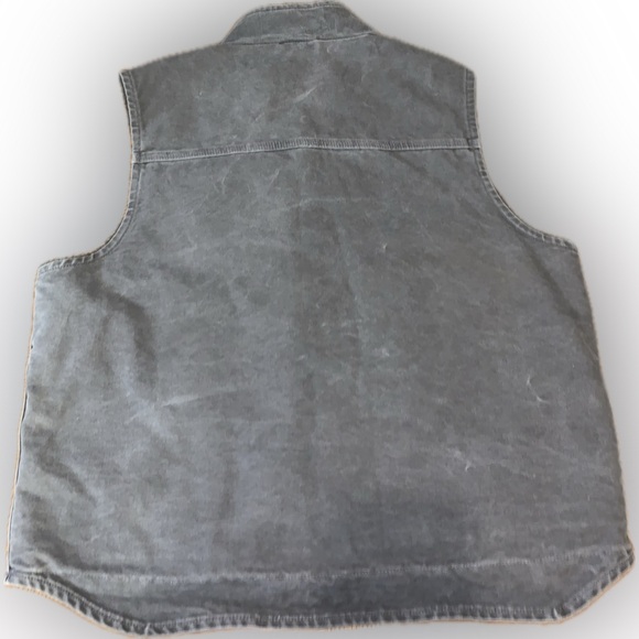 Carhartt V33 GVL Gray Fleece Sherpa Lined Canvas Rugged Work Wear Zip Up Vest XL - Picture 3 of 15
